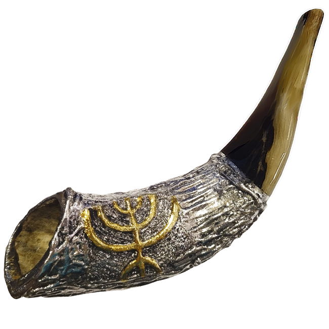 Silver and Gold Plated Ram Horn Shofar